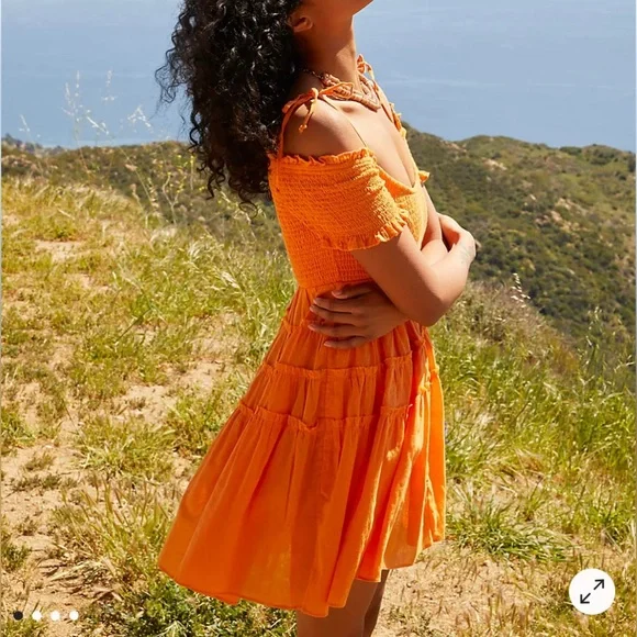 Happy with You Mini Dress by Endless Summer at Free People in Orange, Size: M